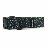 Eighties Sugar dog collar, 4 cm width, ECONABLE recycled buckle, front-arc angle, REPREVE canvas, handmade in EU.