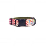 Dog collar in Barklin Kaleido Snake pattern, standard 2.5 cm width, shown in front arc view with visible ECONABLE buckle, stitched edges, and clean product structure.