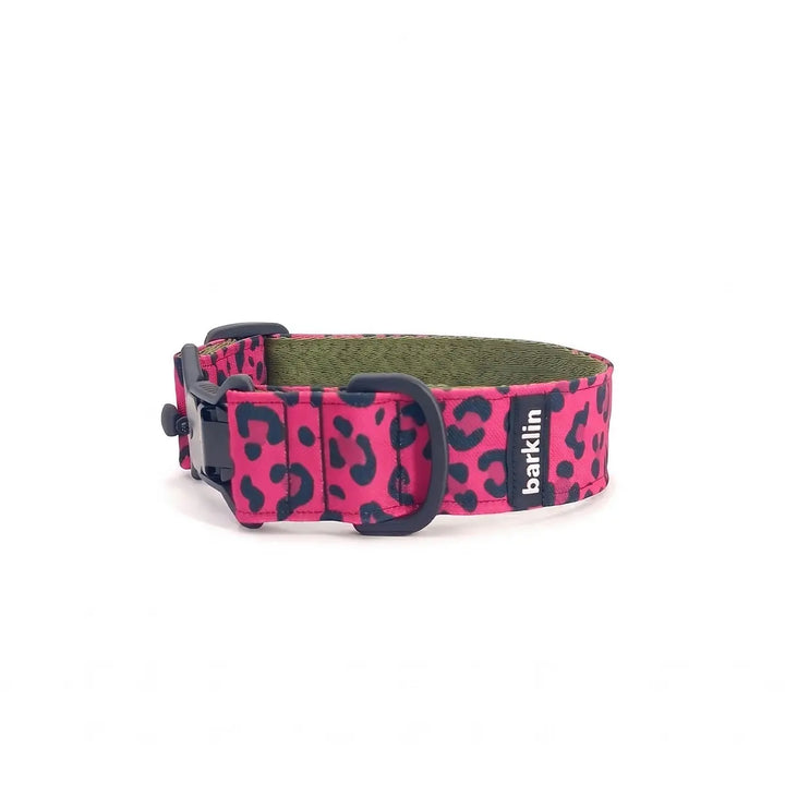 Széles kutyanyakörv 4 cm Pop Leopard mintával, a teljes íves struktúrát és szélességi profilt mutatva